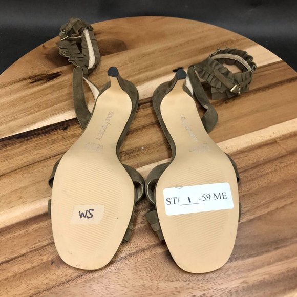 Sole Society Green Strappy Ankle Strap Adjustable Sandals Womens Size 6 B - Picture 5 of 6